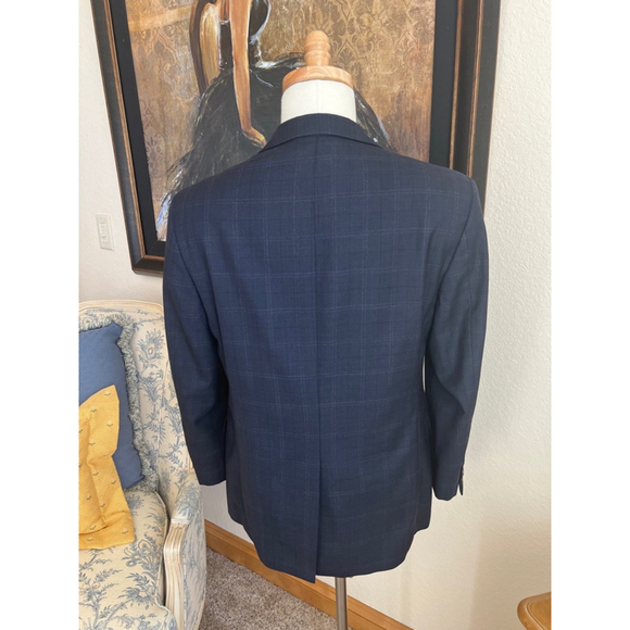 Men's Brooks Brothers Blazer, Navy Blue Plaid, Size 40S - Picture 5 of 7